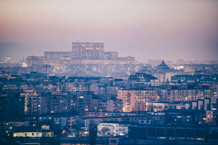 Bucharest view at duskの写真素材