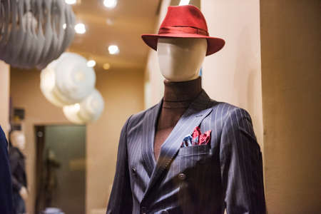 Mannequins in a storefront in a men fashion store
