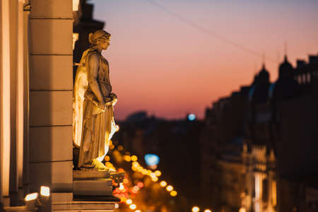 Night view in Bucharest city centerの写真素材