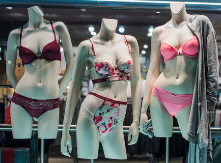 Swimsuits in a store frontの写真素材