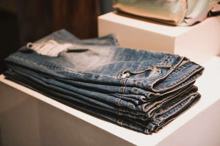 Jeans in a retail storeの写真素材