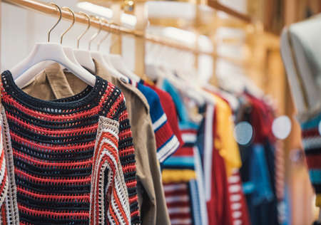 Women clothing in a fashion boutique.の写真素材