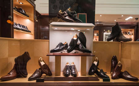 Men shoes in a storeの写真素材