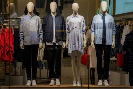 Clothing store with mannequinsの写真素材