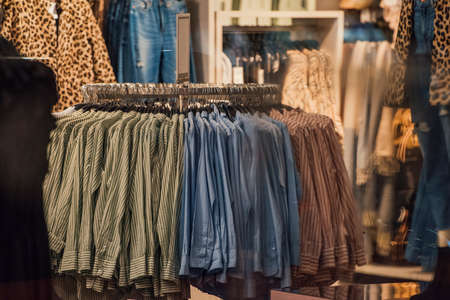 Shirts and other clothes in a reatil store in London.