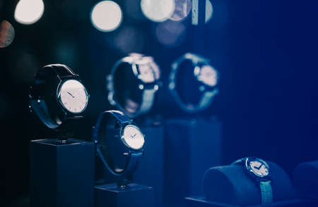 Luxury men watches in a store in Londonの写真素材