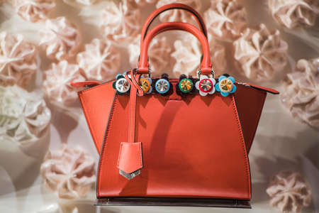 Paris, France - May 6, 2017: Fendi luxury handbags in a store in Paris.