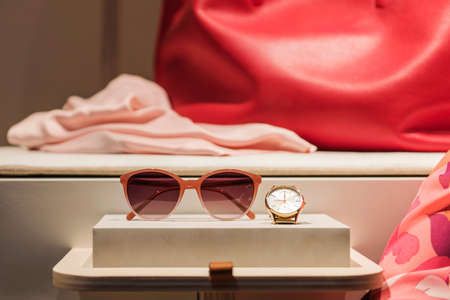 Fancy showcase of a luxury store in Parisの写真素材
