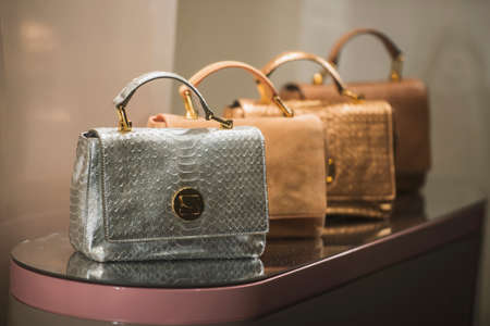 Woman purses in a store in Parisの写真素材