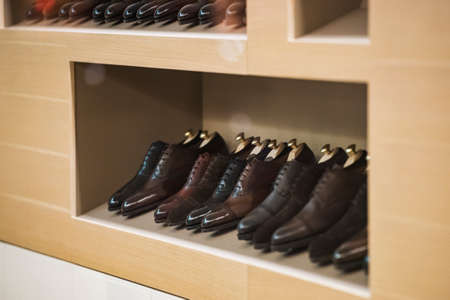 Men shoes in a luxury shop in Paris