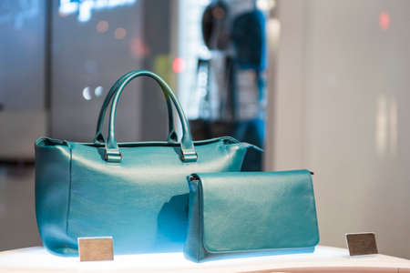 Woman handbags in a luxury store in Parisの写真素材
