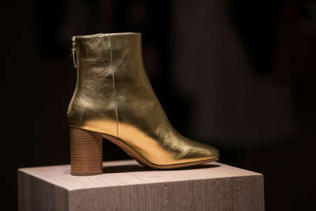 Fancy woman shoes in a luxury store in Parisの写真素材