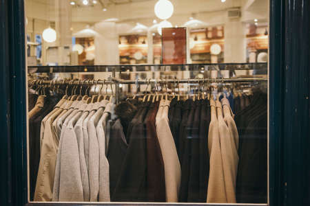 Fancy clothing in a women fashion boutique in London.の写真素材