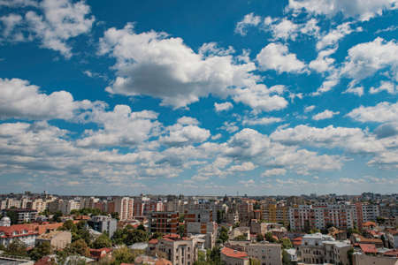 Bucharest view from above - contrast between new and old architecture.の写真素材