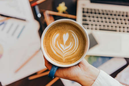 Coffee at work conceptの写真素材