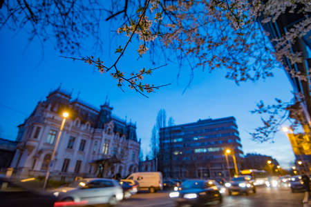 Bucharest night scene in a spring day.