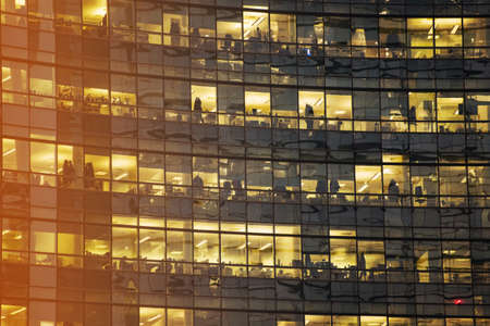 Business building glass with sun flareの写真素材