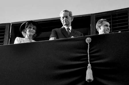 Bucharest, Romania - May 10, 2012: King Michael of Romania with crown Princess Margareta and Prince Radu during one of his last public appearance in Bucharest.のeditorial素材