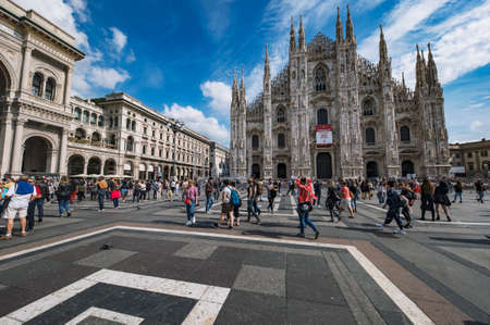 Milan, Italy - September 23, 2017:  Piazza Duomo square in Milan Italy.のeditorial素材