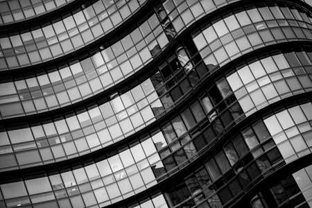 Corporate office building in Milan - detail in black and white tones.の写真素材