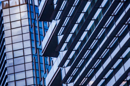 Corporate office building in Milan - detail in blue tones, business concept.の写真素材
