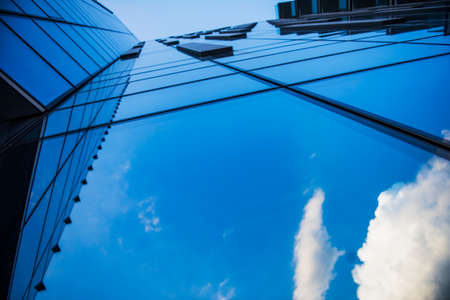 Corporate office building in Milan - detail in blue tones, business concept.の写真素材
