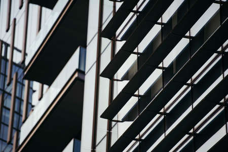 Corporate office building in Milan - detail in blue tones, business concept.の写真素材