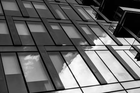 Corporate office building in Milan - detail in black and white tones.の写真素材