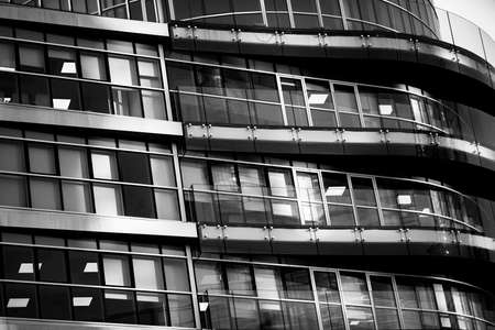 Corporate office building in Milan - detail in black and white tones.