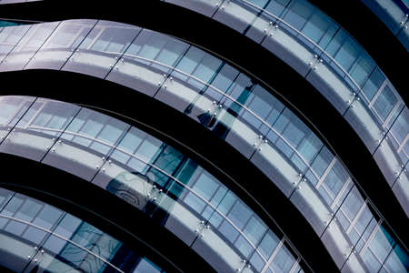 Corporate office building in Milan - detail in blue tones, business concept.の写真素材