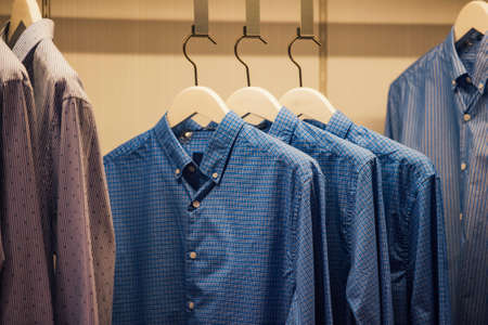 Men shirts in a store in Milanの写真素材