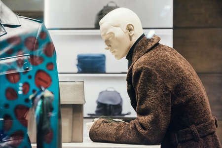 Men elegant clothing shop in Milanの写真素材