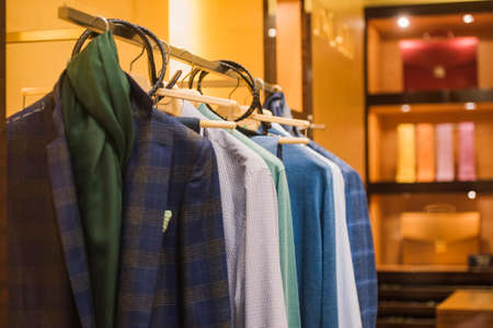 Elegant men clothing in a store in Milanの写真素材