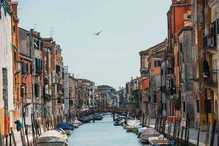 Venice landscape - beautiful and colorful buildings on a canalの写真素材