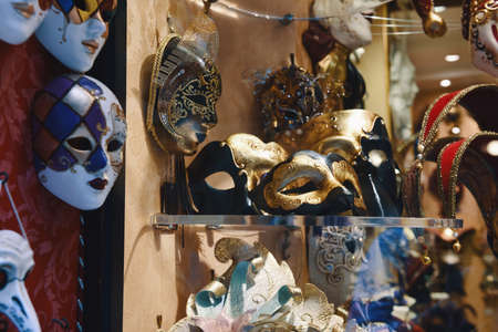 Venetian masks in a shop in Veniceの写真素材