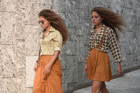 September 20, 2018: Milan, Italy -  Street style outfit during Milan Fashion Week - MFWSS19のeditorial素材