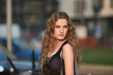 September 20, 2018: Milan, Italy -  Street style outfit during Milan Fashion Week - MFWSS19のeditorial素材