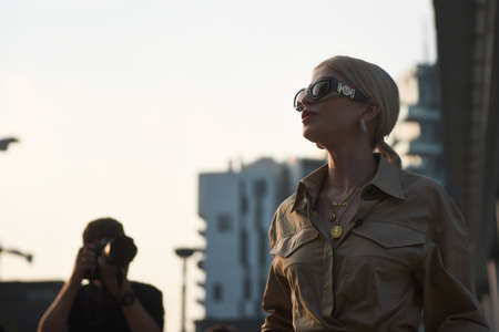 September 20, 2018: Milan, Italy -  Street style outfit during Milan Fashion Week - MFWSS19のeditorial素材