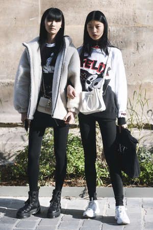 Paris, France - February 27, 2019: Street style outfit -  Fashionable person after a fashion show...
