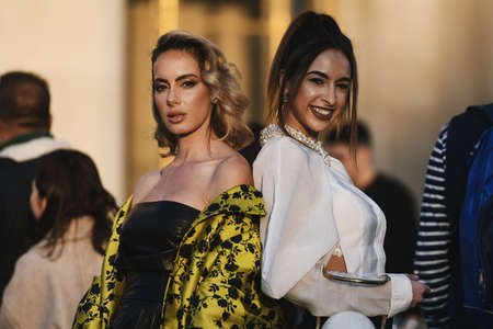 Paris, France - February 27, 2019: Street style outfit -  Fashionable person after a fashion show...