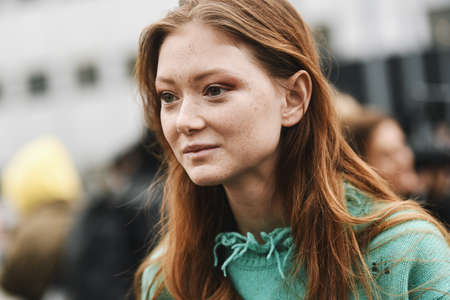Paris, France - February 28, 2019: Street style outfit before a fashion show during Paris Fashion Week - PFWFW19のeditorial素材