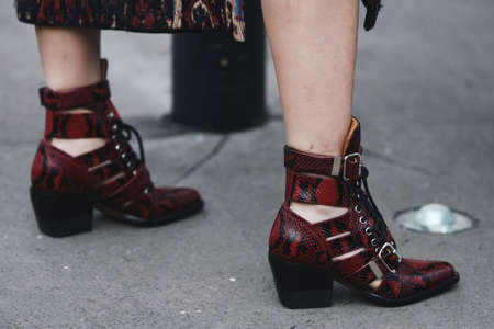 Paris, France - February 28, 2019: Street style outfit -  Shoes in detail before a fashion show during Paris Fashion Week - PFWFW19のeditorial素材
