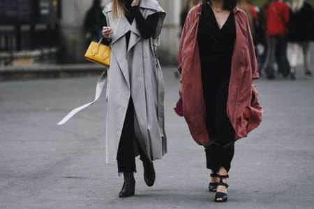 Paris, France - February 28, 2019: Street style outfit before a fashion show during Paris Fashion Week - PFWFW19のeditorial素材