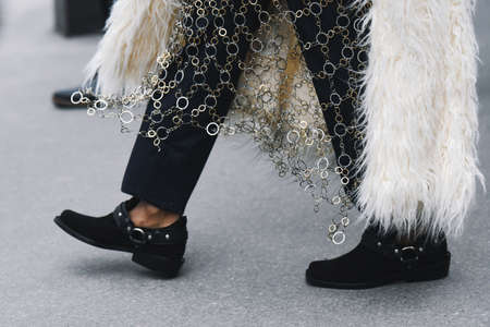 Paris, France - February 28, 2019: Street style outfit -  Kelela before a fashion show during Paris Fashion Week - PFWFW19のeditorial素材