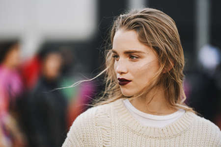Paris, France - February 28, 2019: Street style outfit -  Candance MarieModel before a fashion show during Paris Fashion Week - PFWFW19のeditorial素材