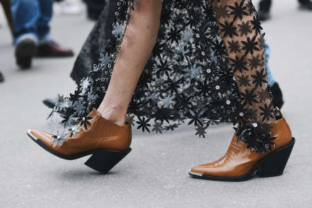Paris, France - February 28, 2019: Street style outfit -  Shoes in detail before a fashion show during Paris Fashion Week - PFWFW19のeditorial素材
