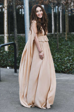 Paris, France - February 28, 2019: Street style outfit before a fashion show during Paris Fashion Week - PFWFW19のeditorial素材