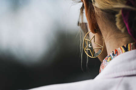 Paris, France - February 28, 2019: Street style outfit in detail after a fashion show during Paris Fashion Week - PFWFW19のeditorial素材
