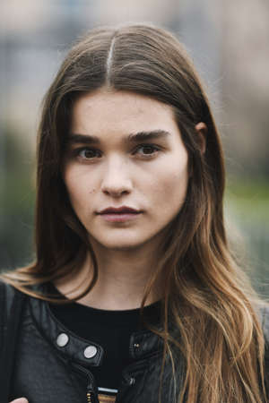 Paris, France - March 01, 2019: Street style outfit -  Model after a fashion show during Paris Fashion Week - PFWFW19のeditorial素材