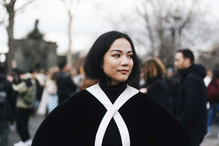 Paris, France - March 01, 2019: Street style outfit -  Yoyo Cao before a fashion show during Paris Fashion Week - PFWFW19のeditorial素材